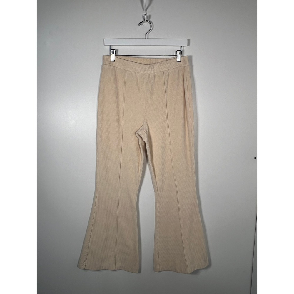 Aerie‎ Ribbed Corduroy Flare Pants Beige Cream Boho Loungewear Medium Short